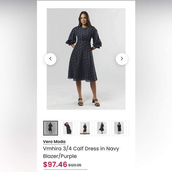 Vero Moda Navy/ purple dress - Picture 3 of 7